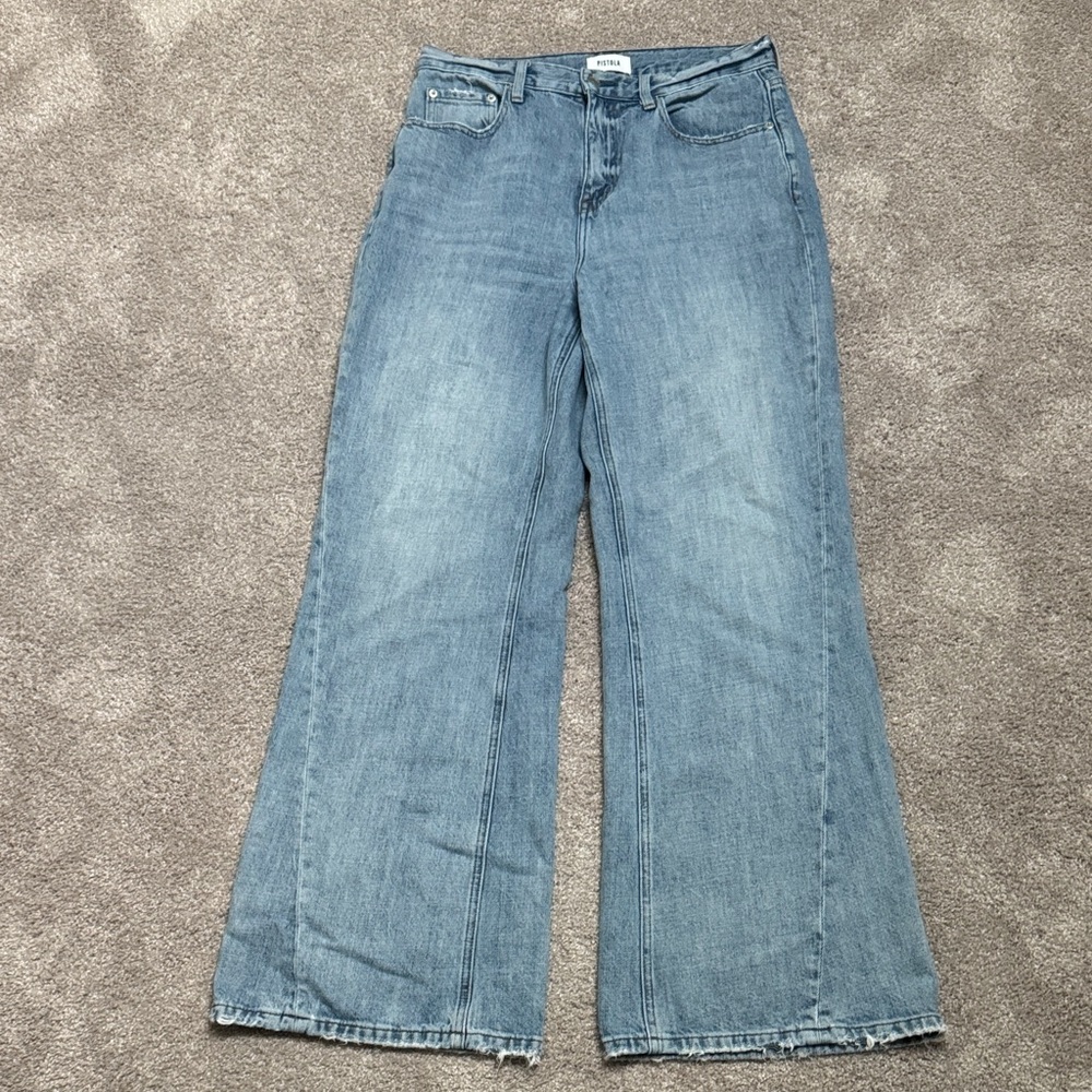 Pistola wide leg high waist jeans 28 light rinse EUC